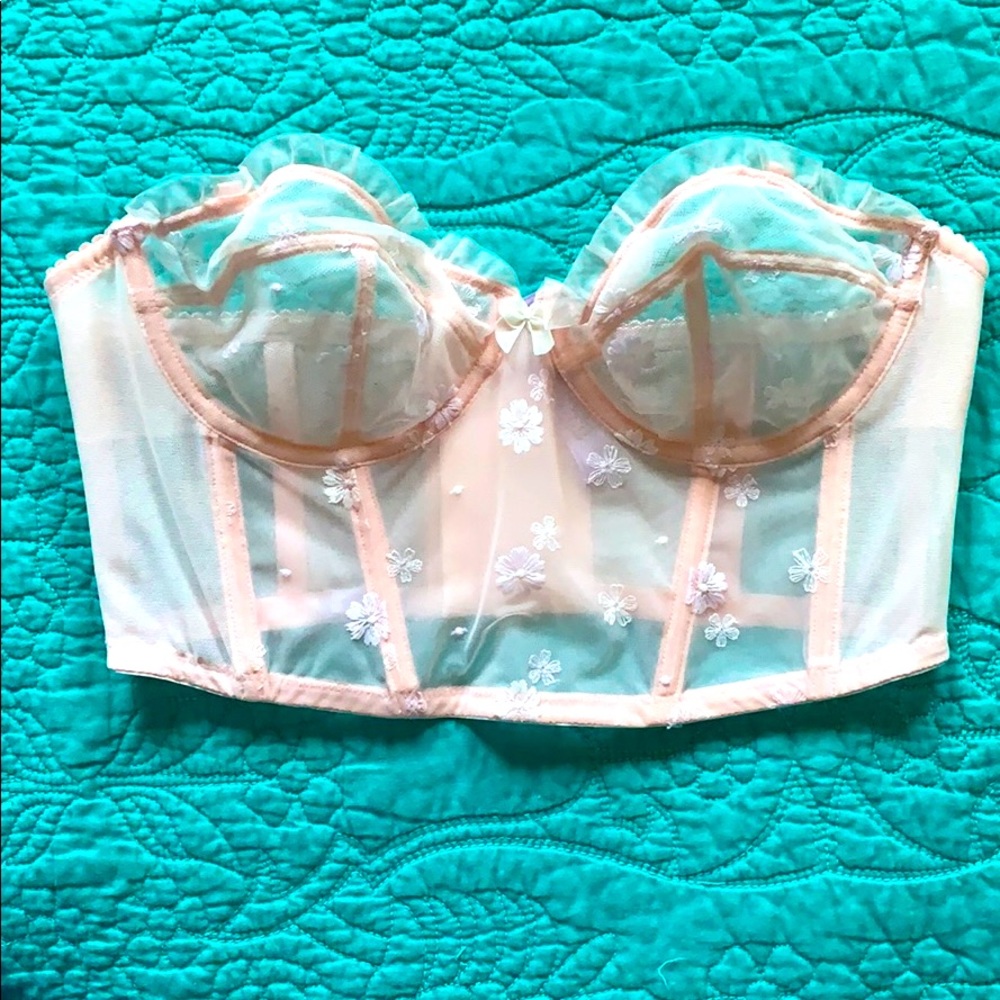 Savage X Fenty Pink Daisy Embroidered Bustier